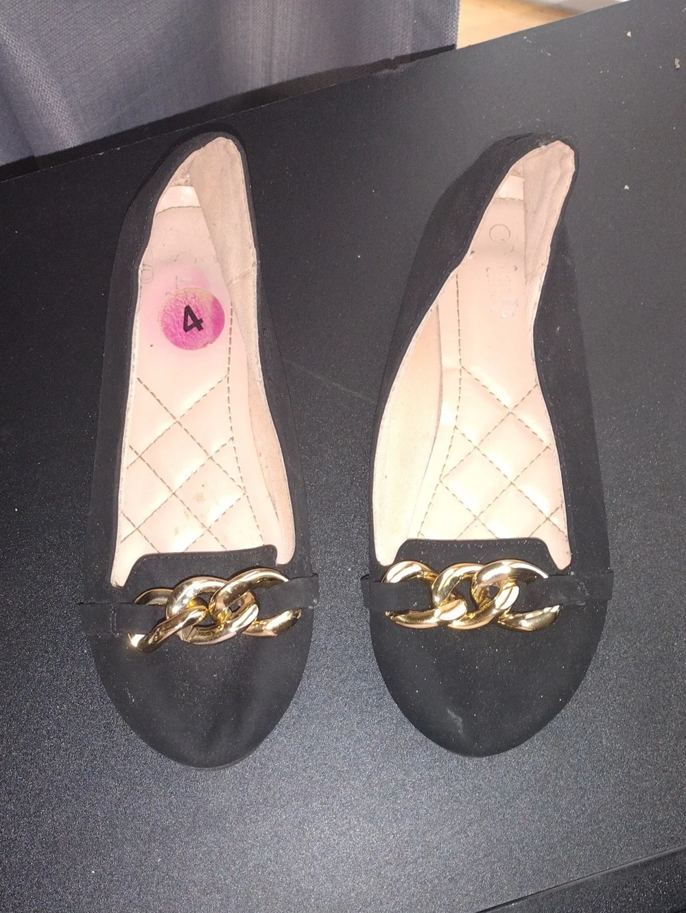 Black Kids Chain-Accent Ballet Flats